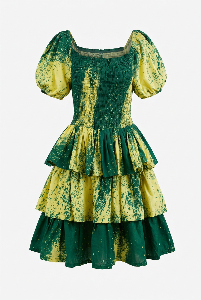 Butter green layerd dress