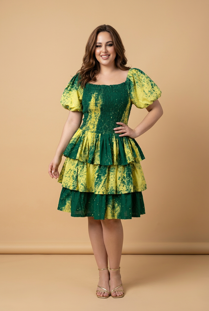Butter green layerd dress