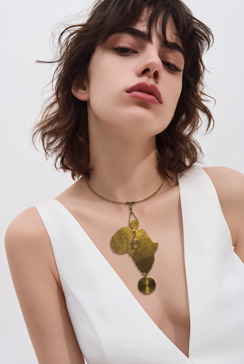 Brass gold bold  Africa necklace