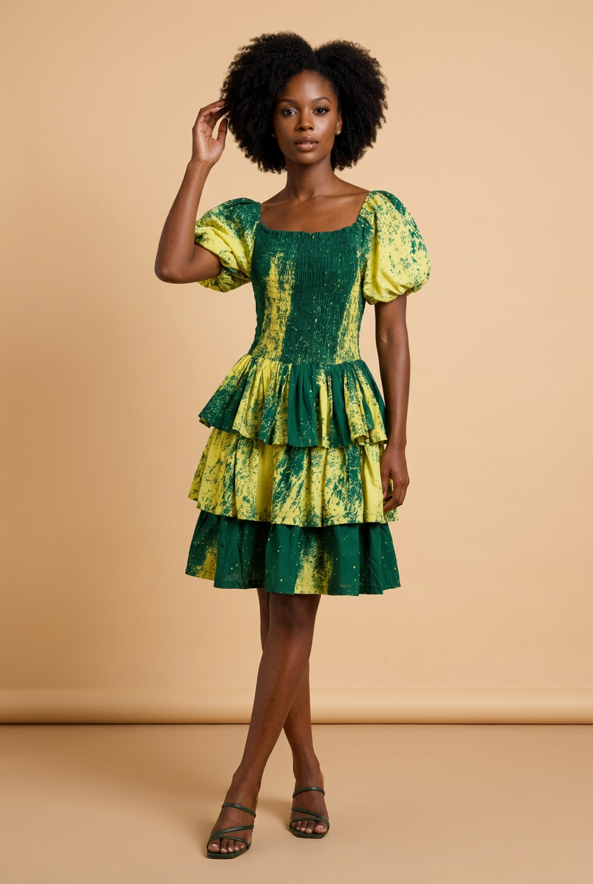 Butter green layerd dress