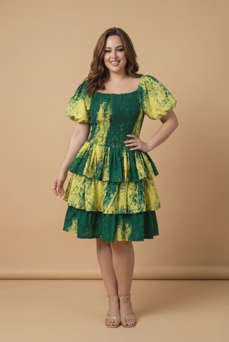 Butter green layerd dress